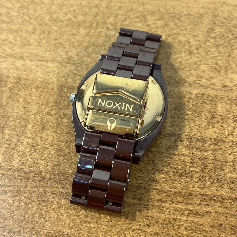 Nixon Men's The Time Teller Brown Ceramic‎ Quartz Watch - Untested Needs Battery